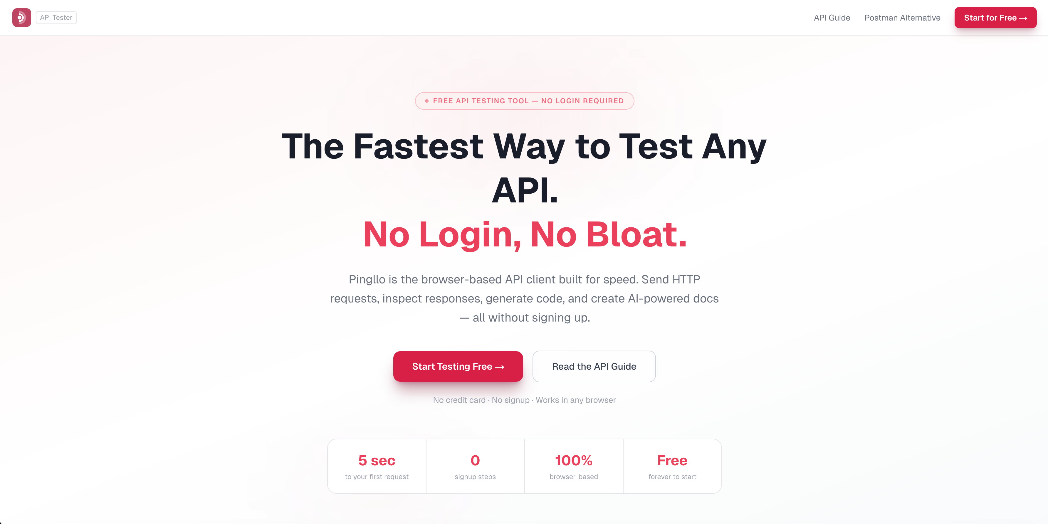 Pingllo — Free API Testing Tool | No Login Required